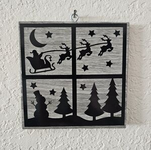Handmade Christmas Scene Window Decorative Sign Ornament